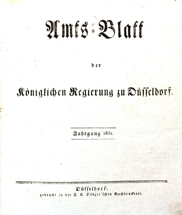 Amtsblatt der Regierung zu Düsseldorf 1831